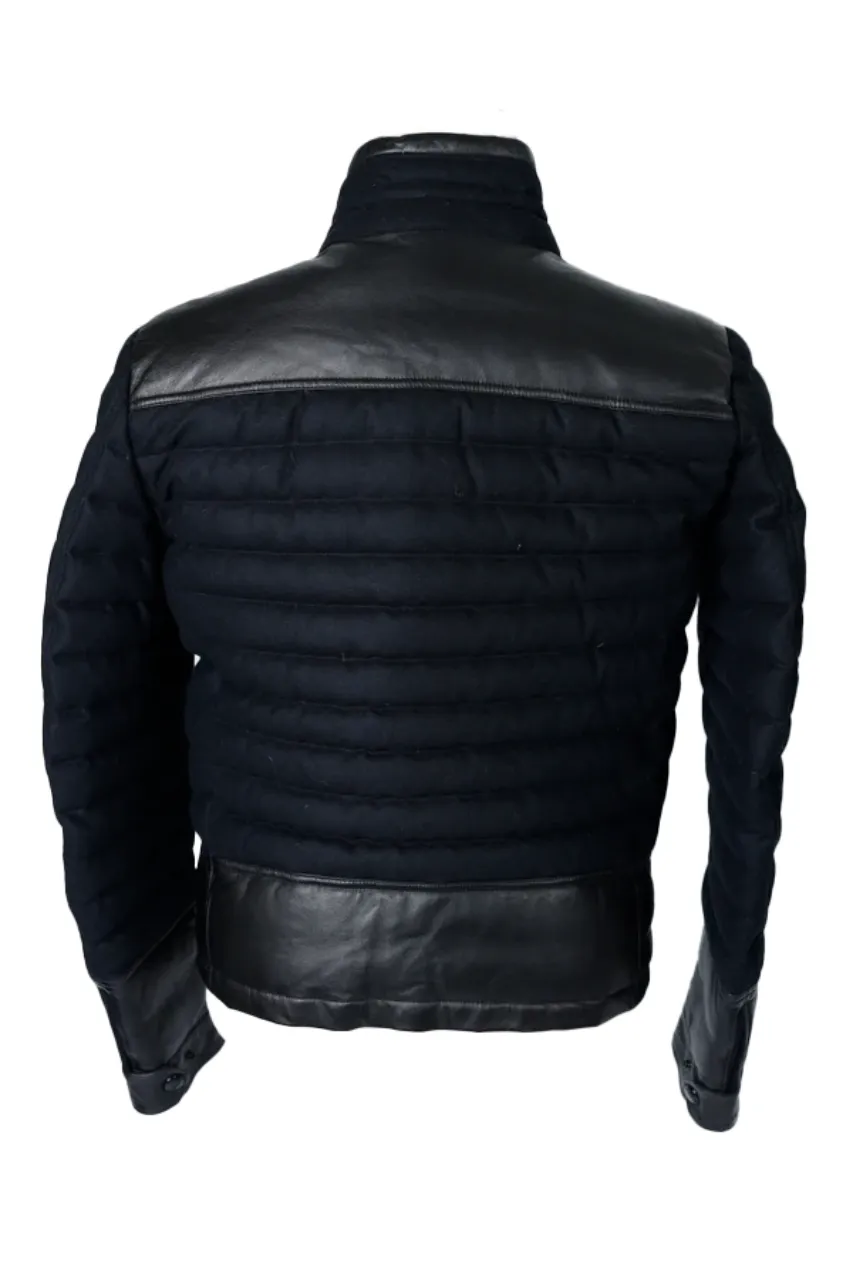 Wool Down Leather Puffer